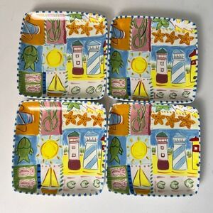 Kate Williams Global Design Connections 4 Plates Coastal Beach Nautical Summer